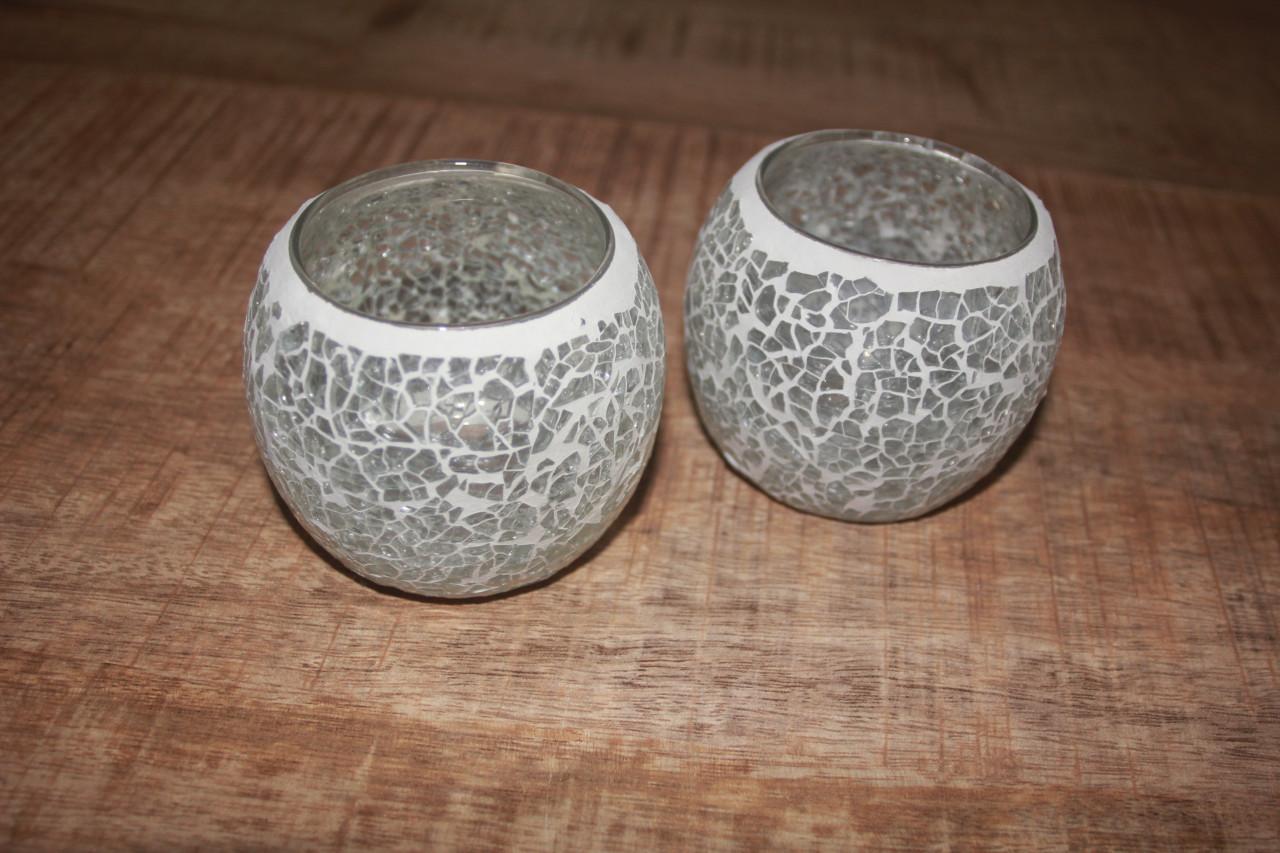 2 theelicht houders v glas