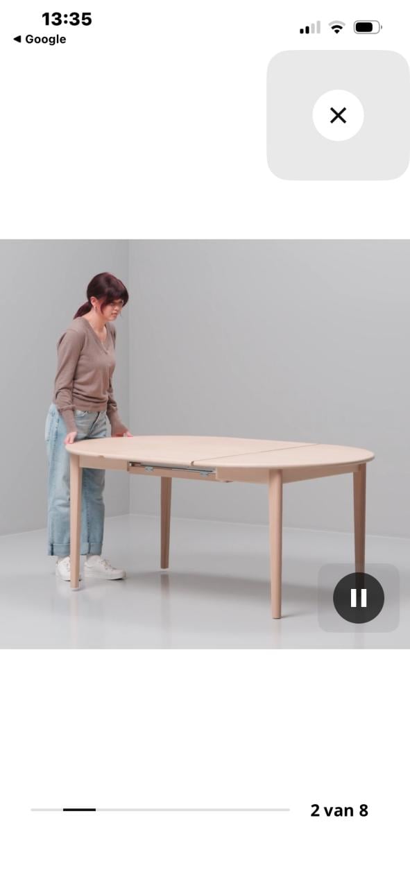 Ikea Uitschuifbare tafel Licht beuken /fineer