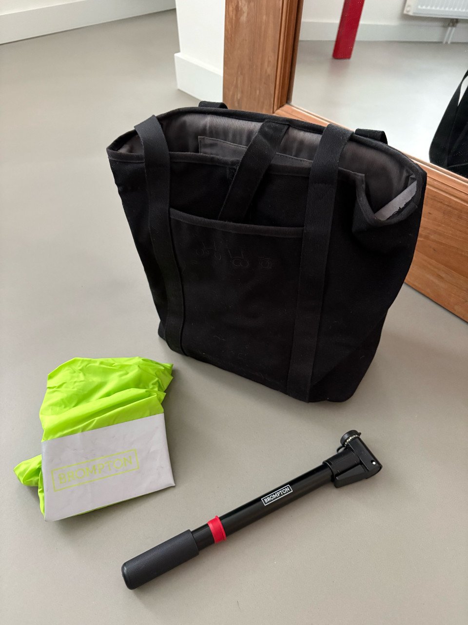 Brompton voortas, hoesje en fietspomp