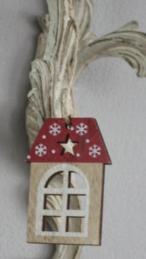 Houten kerstboom hanger huisje
