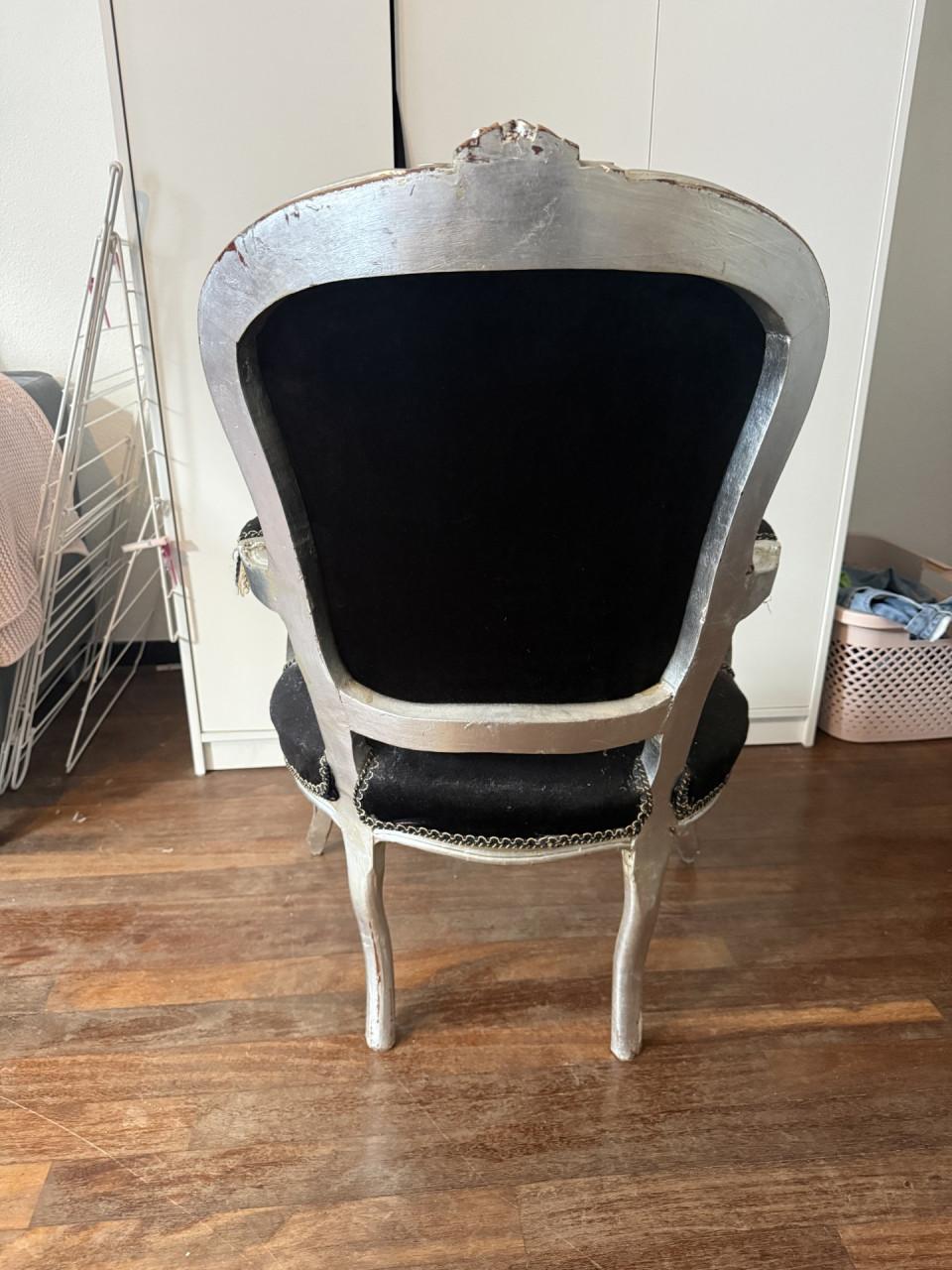 Vintage stoel zwart/zilver