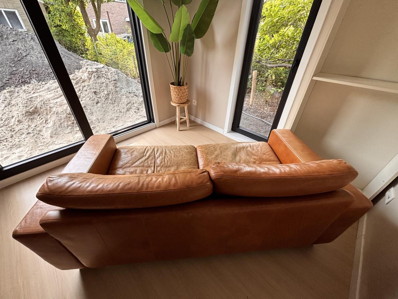 Cognac kleur leren 2,5 zitbank