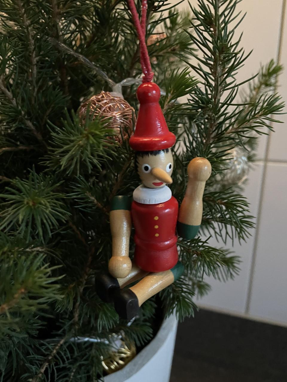 5x Pinokkio kerstboom hanger hout ca 10 cm - beweegbare benen armen