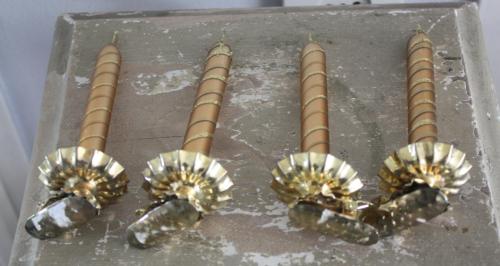 Set van 4 glazen goudkleur goude glitters kaarsen