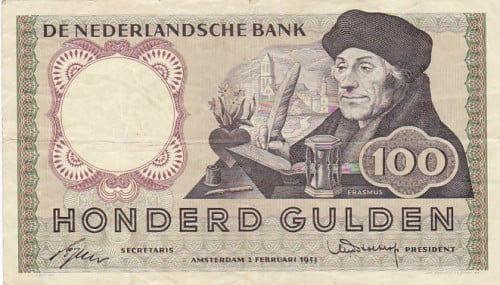 Biljet Nederland 100 Gulden 1953 Erasmus