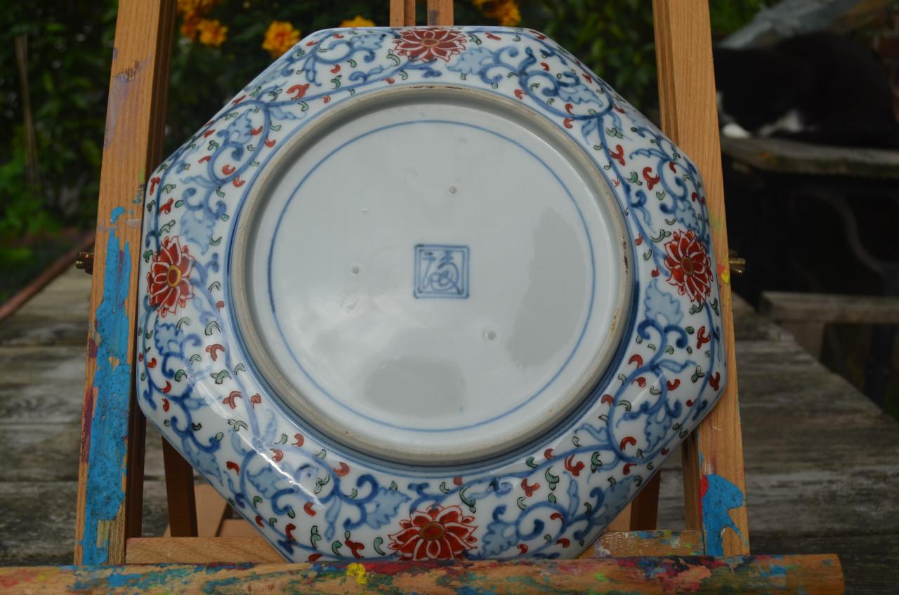 Porseleinen sierschotel, Japans Imari/Kutani-achtig decor