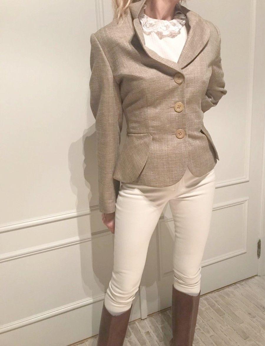 RENA LANGE: Nieuw licht camel tweed blazer maat 42 € 1.420,–