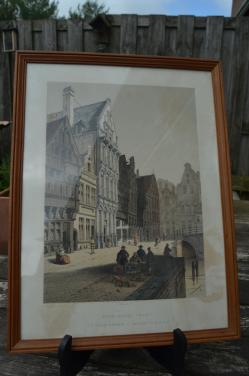 Belgische lithografische prenten van gebouwen (2)