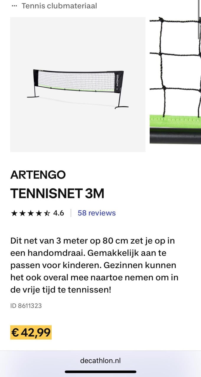 Tennisnet nieuw!