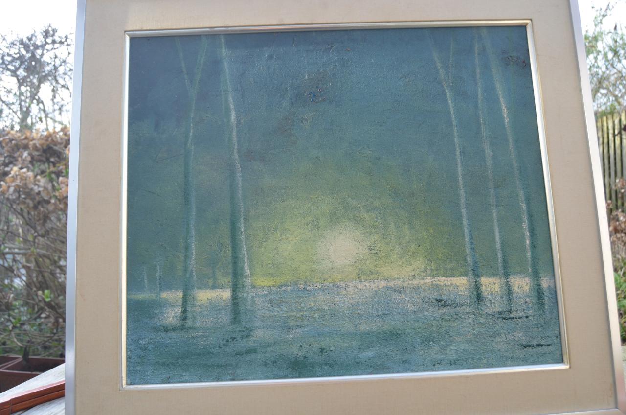 Schilderij van een bos, getiteld 'Bois' gesigneerd??