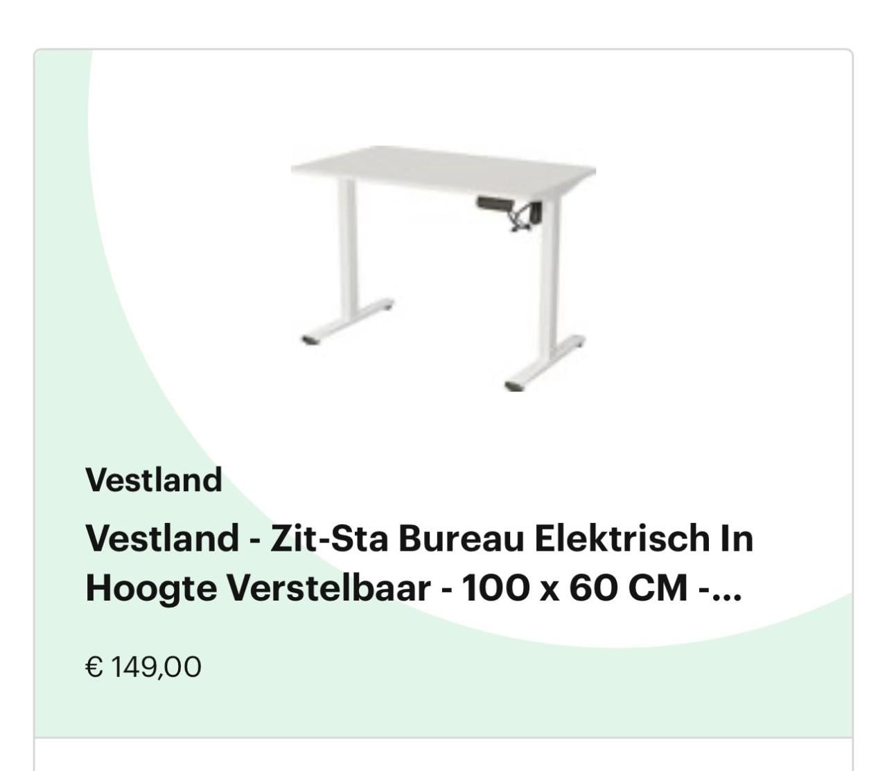 Zit-sta bureau elektrisch / trimtafel 100x60