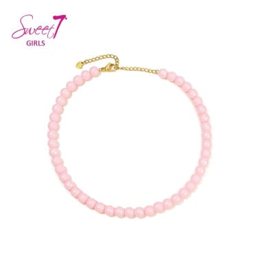 Roze korte kralen halsketting
