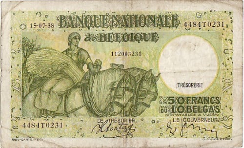 Biljet Belgie 50 Franc 1938