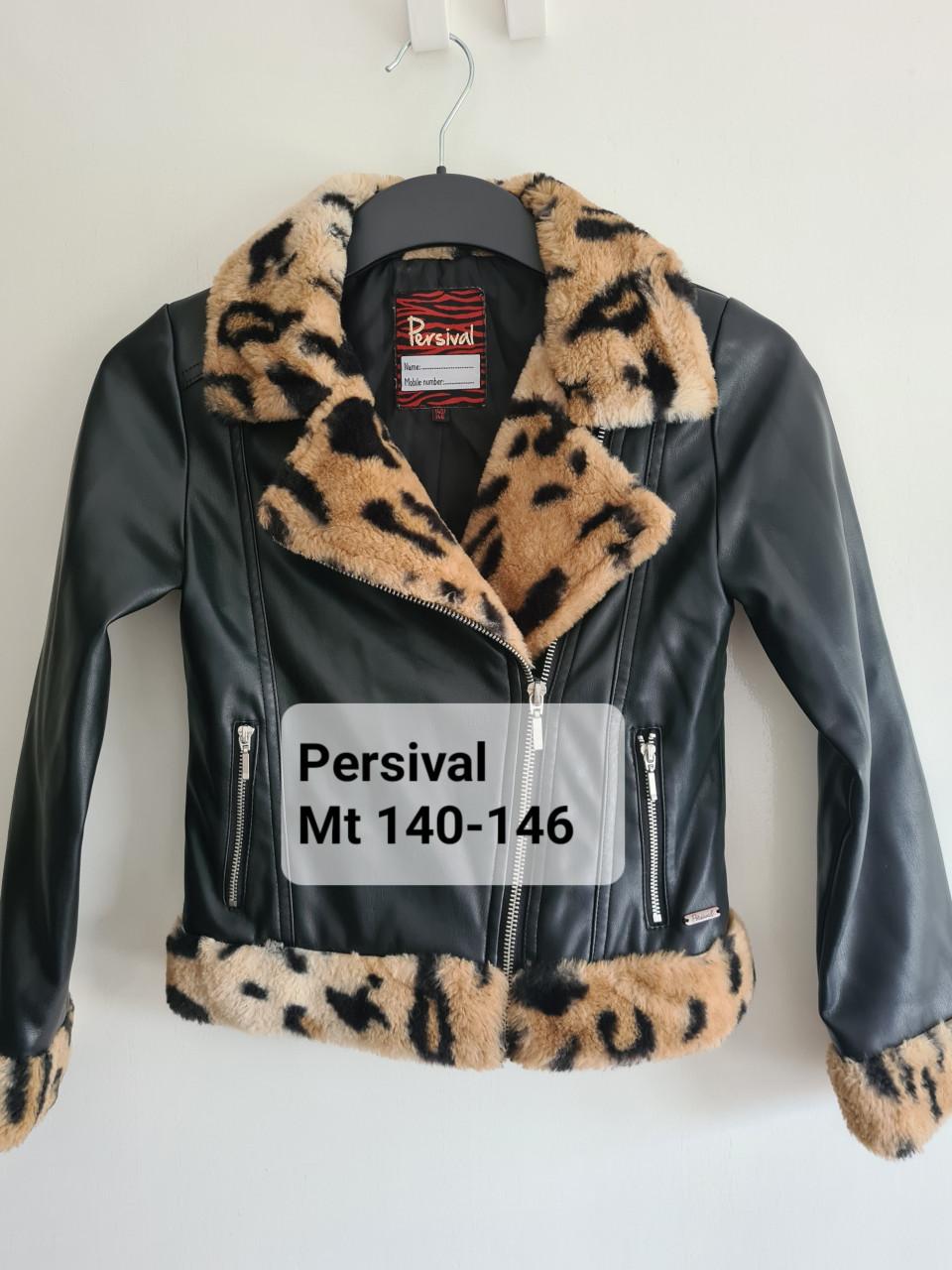 Stoere Persival PU leer meisjes jas met luipaardprint bont