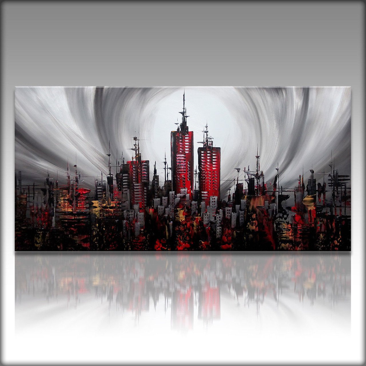 " City at Night "  prachtig Acrylschilderij van Gia Hung