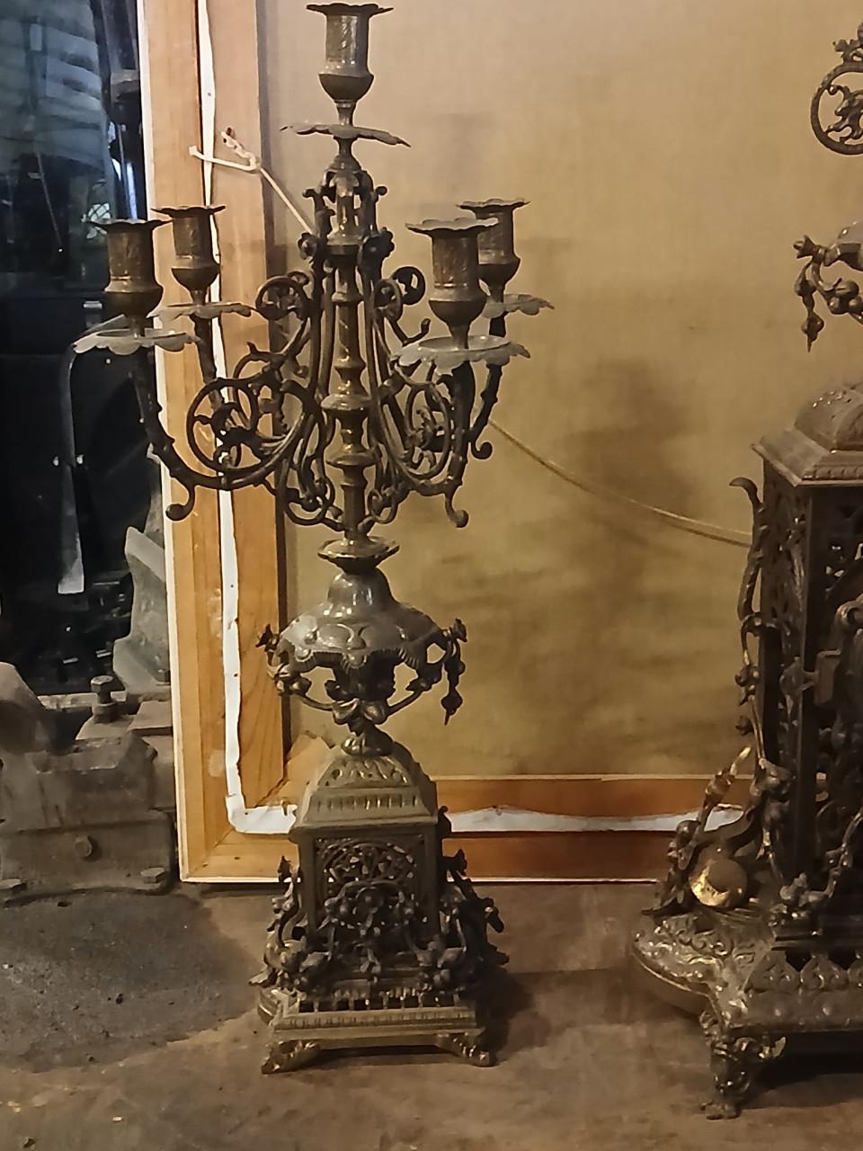 Antiek bronzen schouwstel