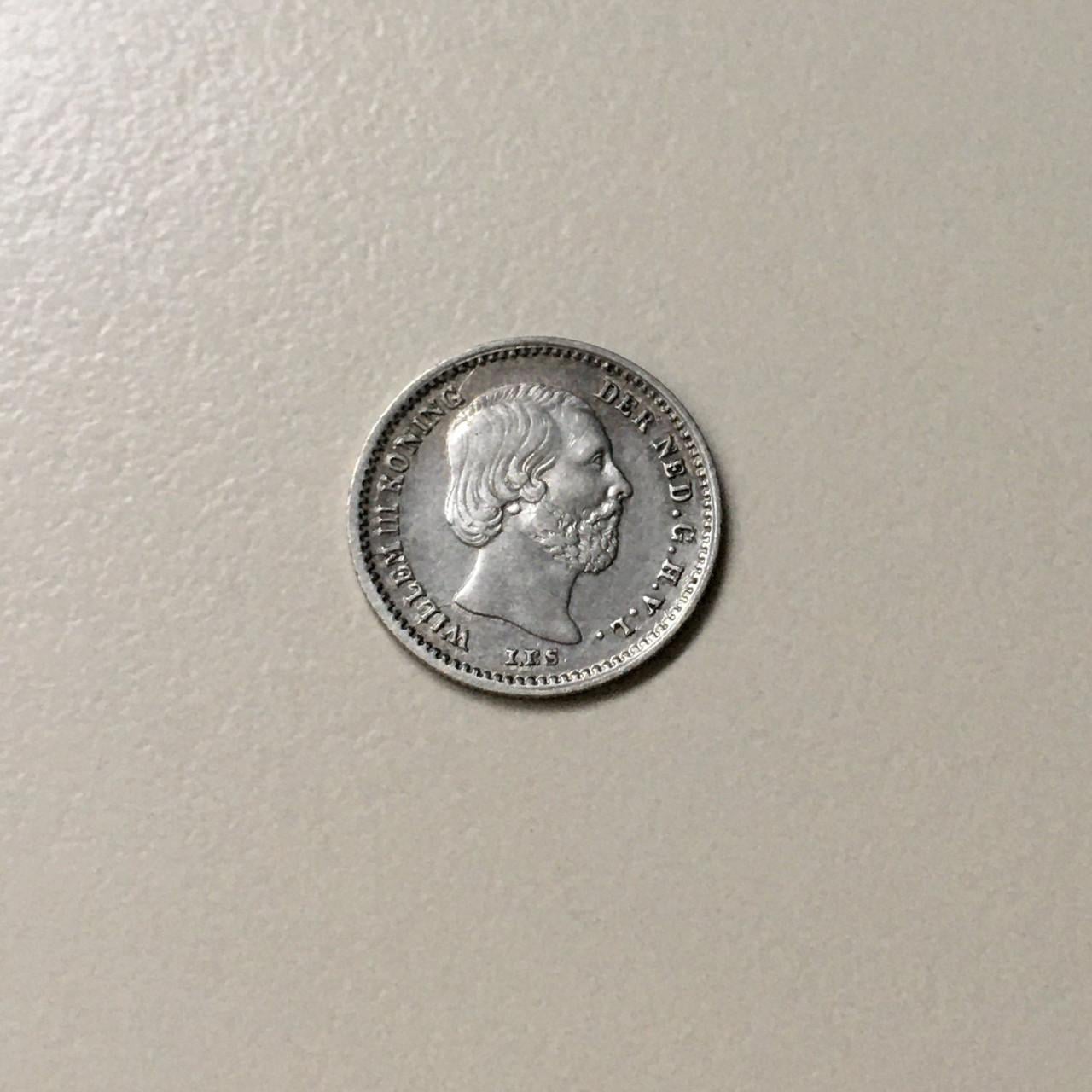 Mooie set zilveren 5 cent munten Willem III (1850, 1859, 1879, 1887) ZF