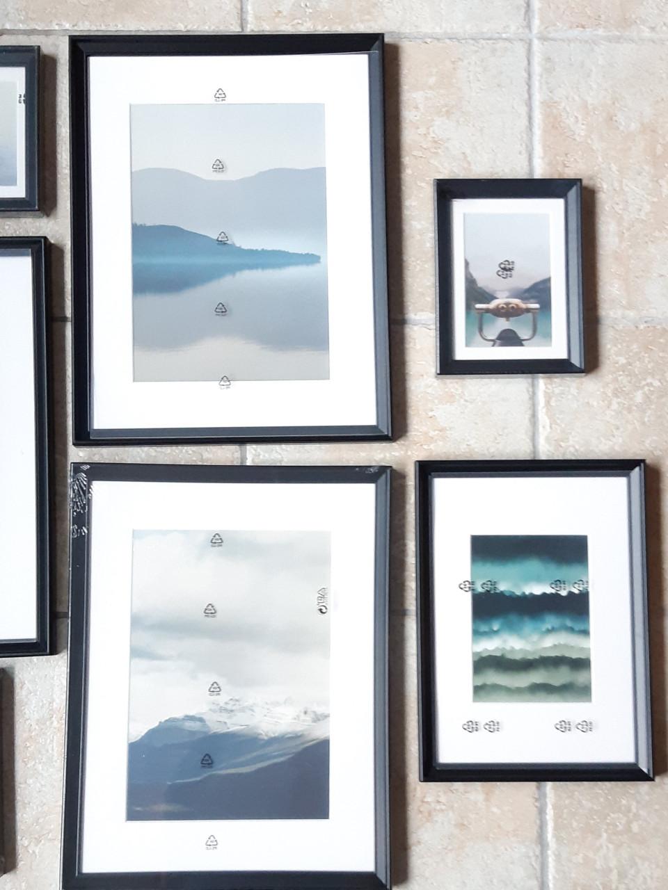 Ikea KNOPPÄNG zwarte lijsten met afbeelding, set van 8.