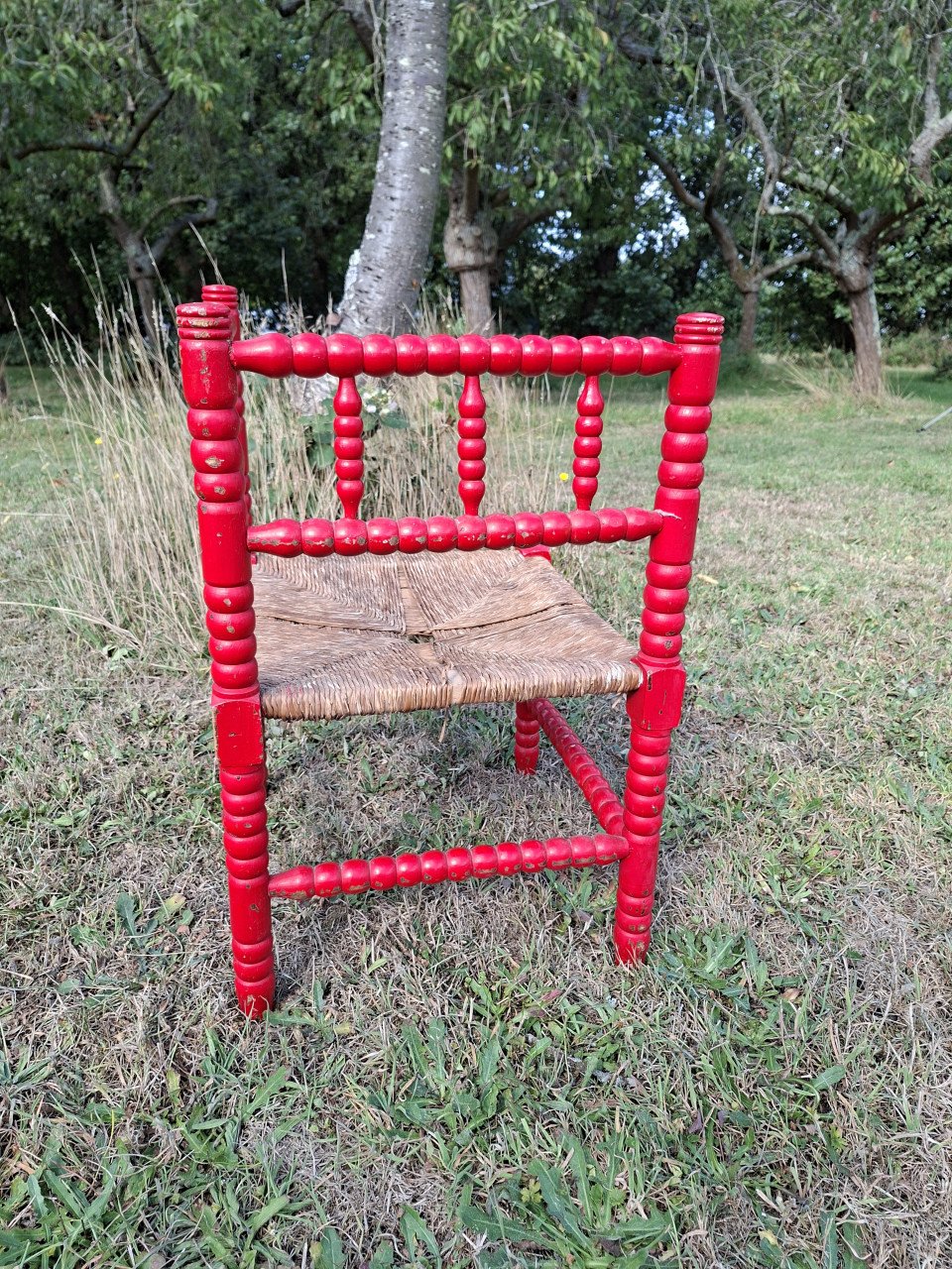 Robbin hoekstoel met rattan zitting