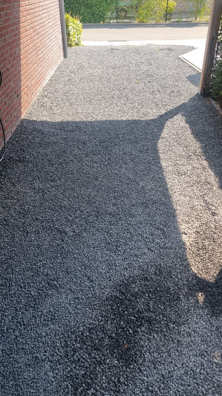 Blauw grind met grindmatten