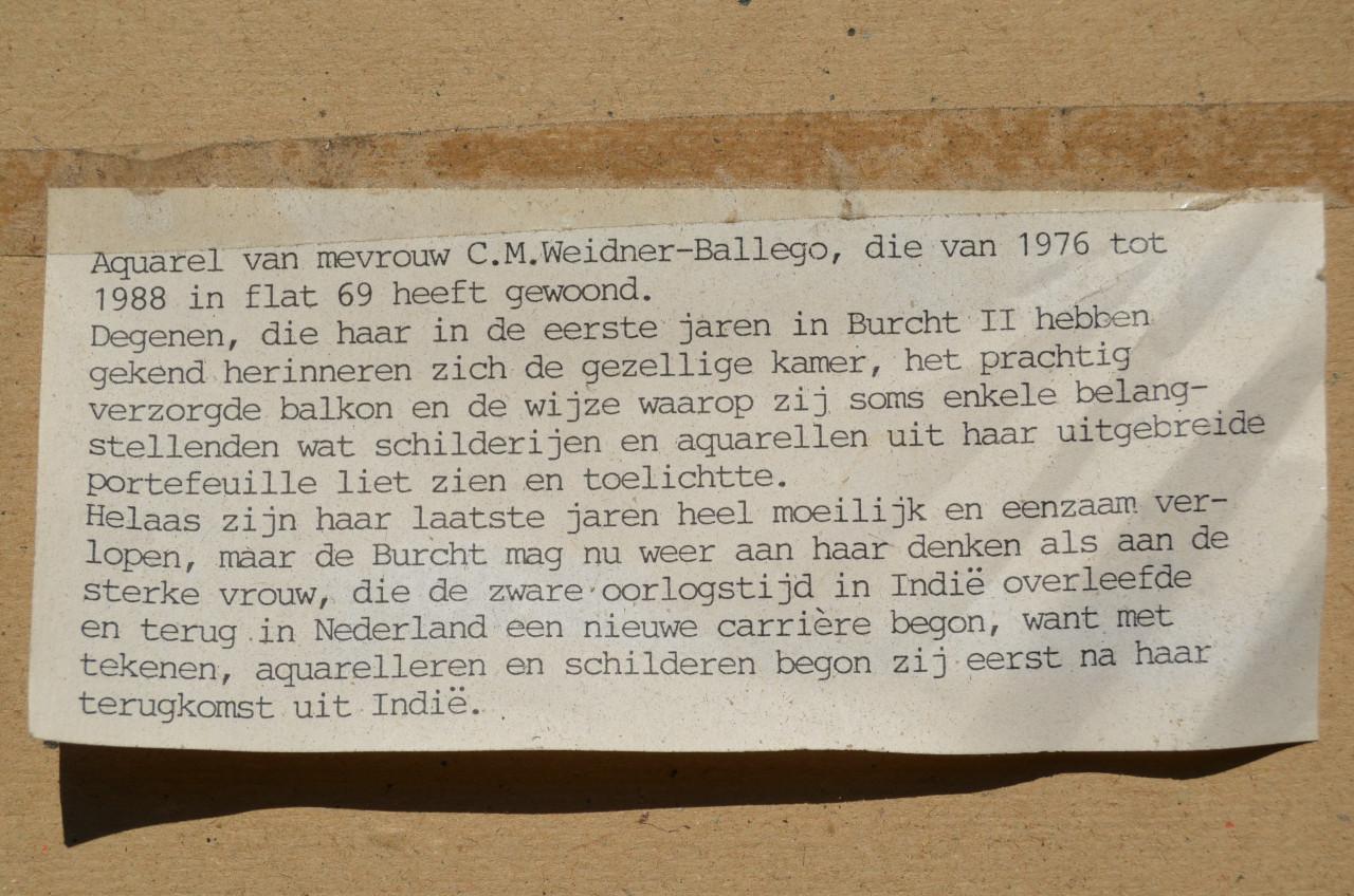Aquarel Herfstbos aan het water C. Weidner Ballego