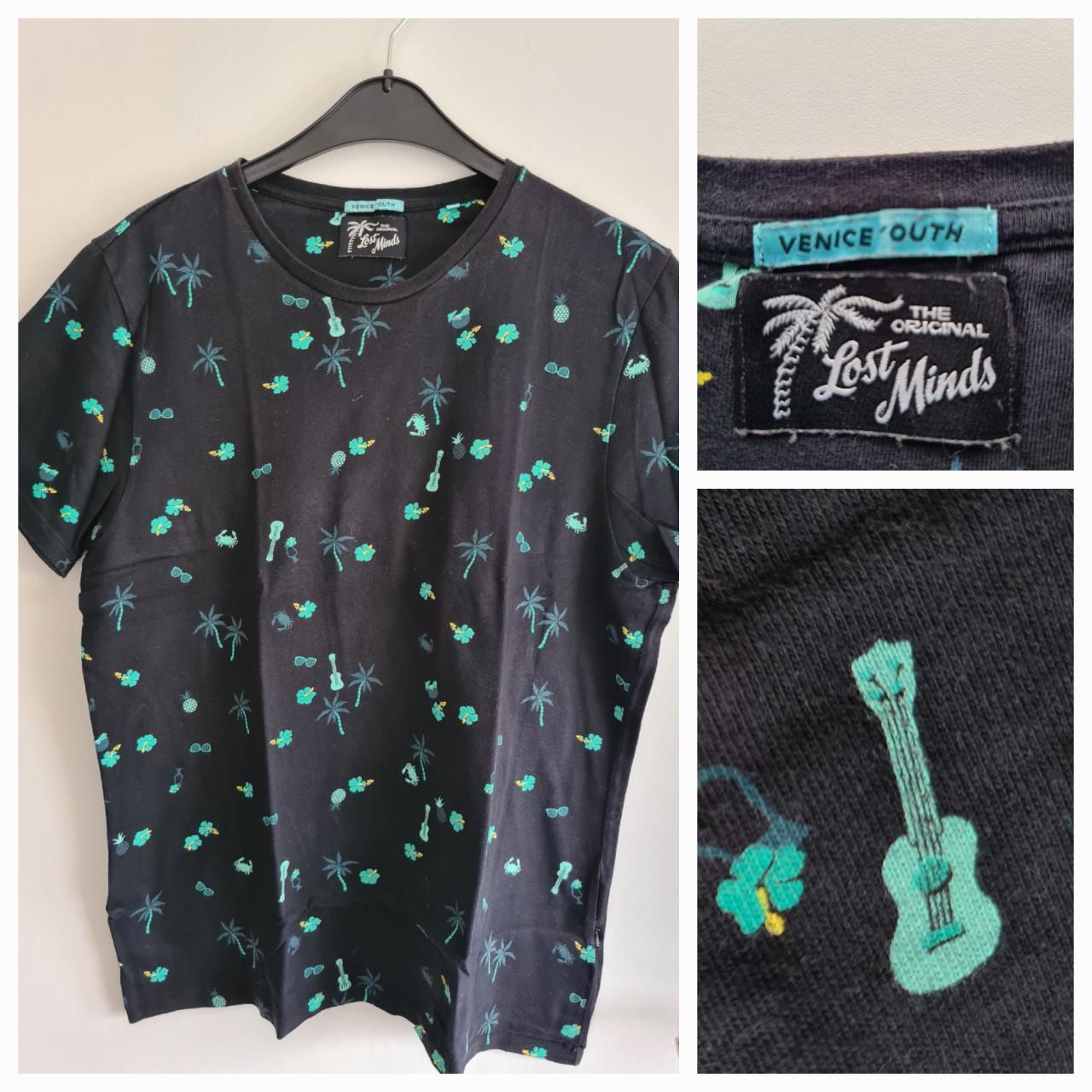 Lost Minds zwart, blauw print shirt  Maat XL