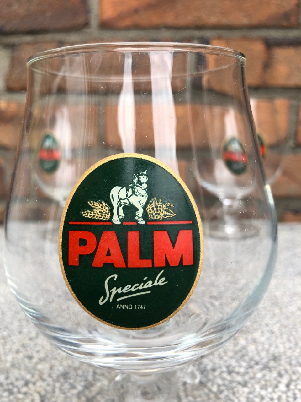 3 Palm bierglazen met paard op de voet van het glas.