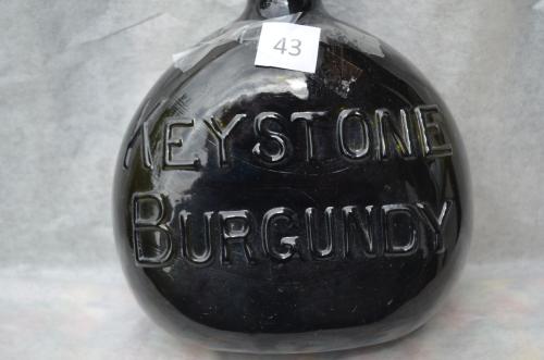 Keystone Burgundy oude decoratieve Austr. wijnflessen 19e eeuws