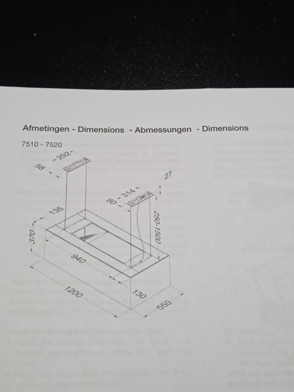 Afzuigkap novy type 7520 als nieuw.