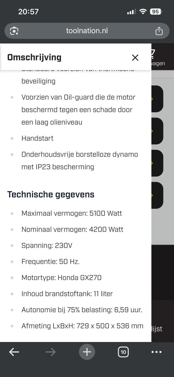 Aggregaat Pramac ES5000 Honda generator