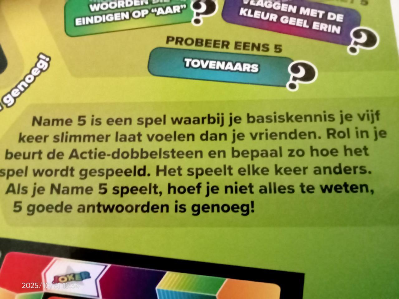 Name 5 een goliath spel
