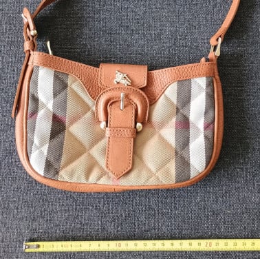 BURBERRY leren/nova check plaid hand/sholderbag.