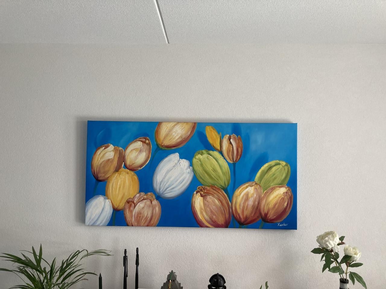 Vrolijk schilderij Canvas Tulpen