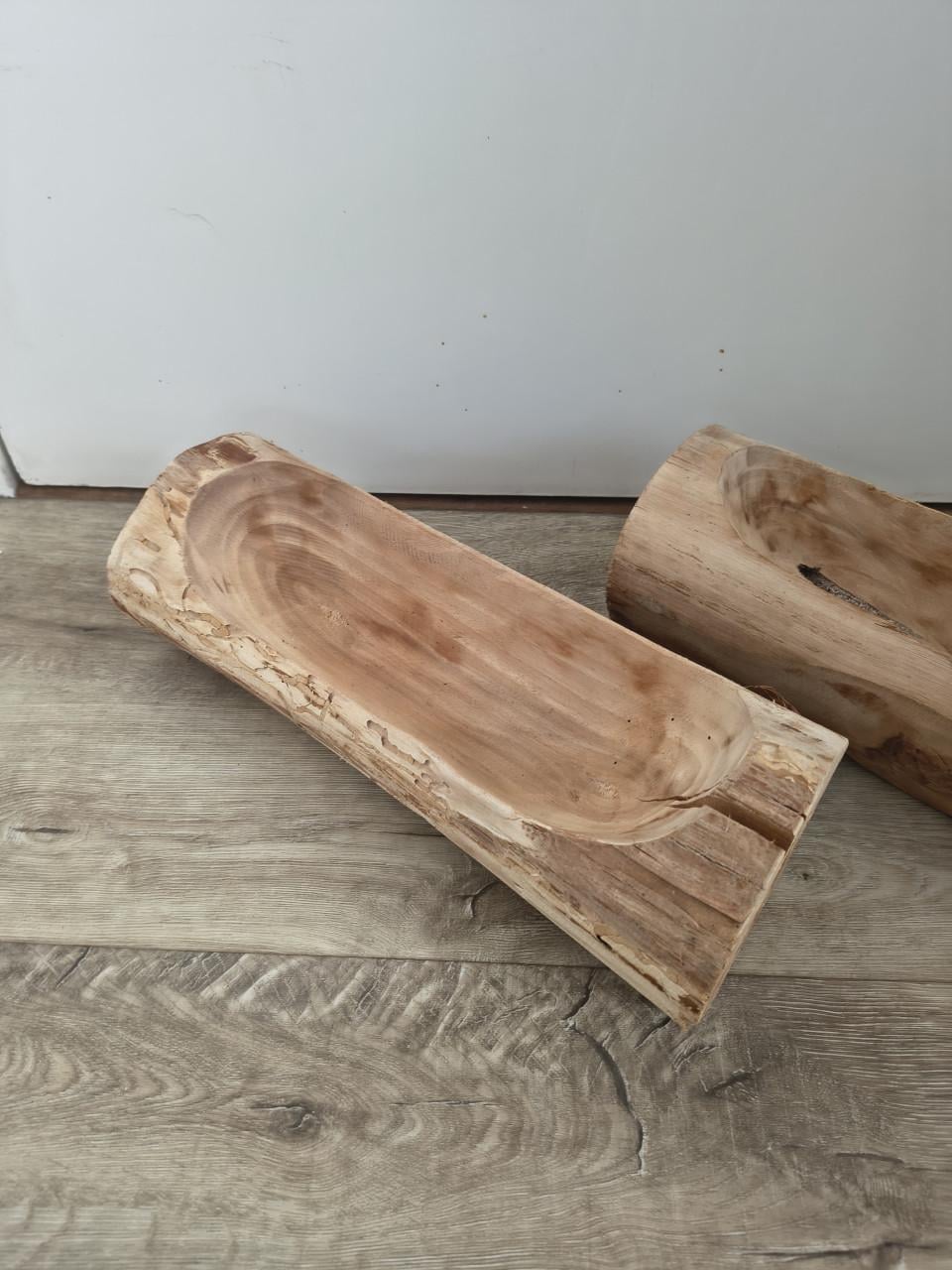 2x prachtige teakhouten schaal, natural living schalen hout.