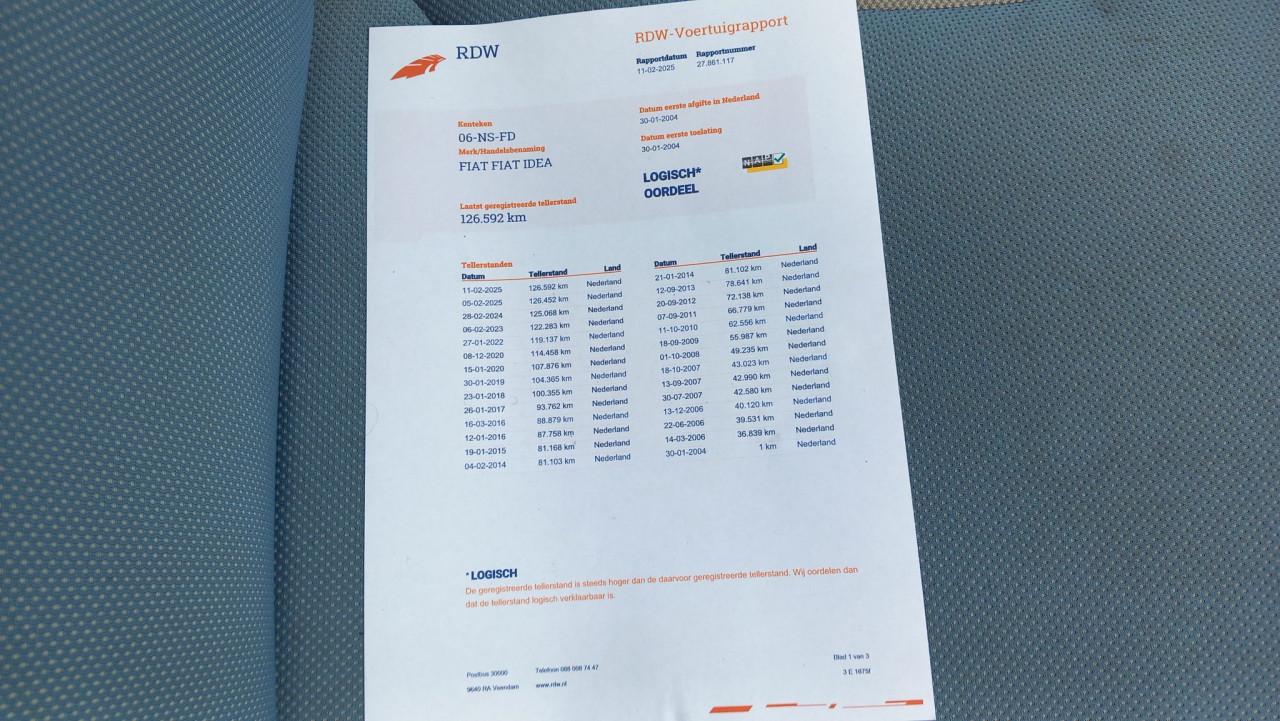 Fiat IDEA 1.4 16v Dynamic 5deurs bj:2004 airco 126.000km nap