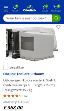 Uitbouw  voor voortent