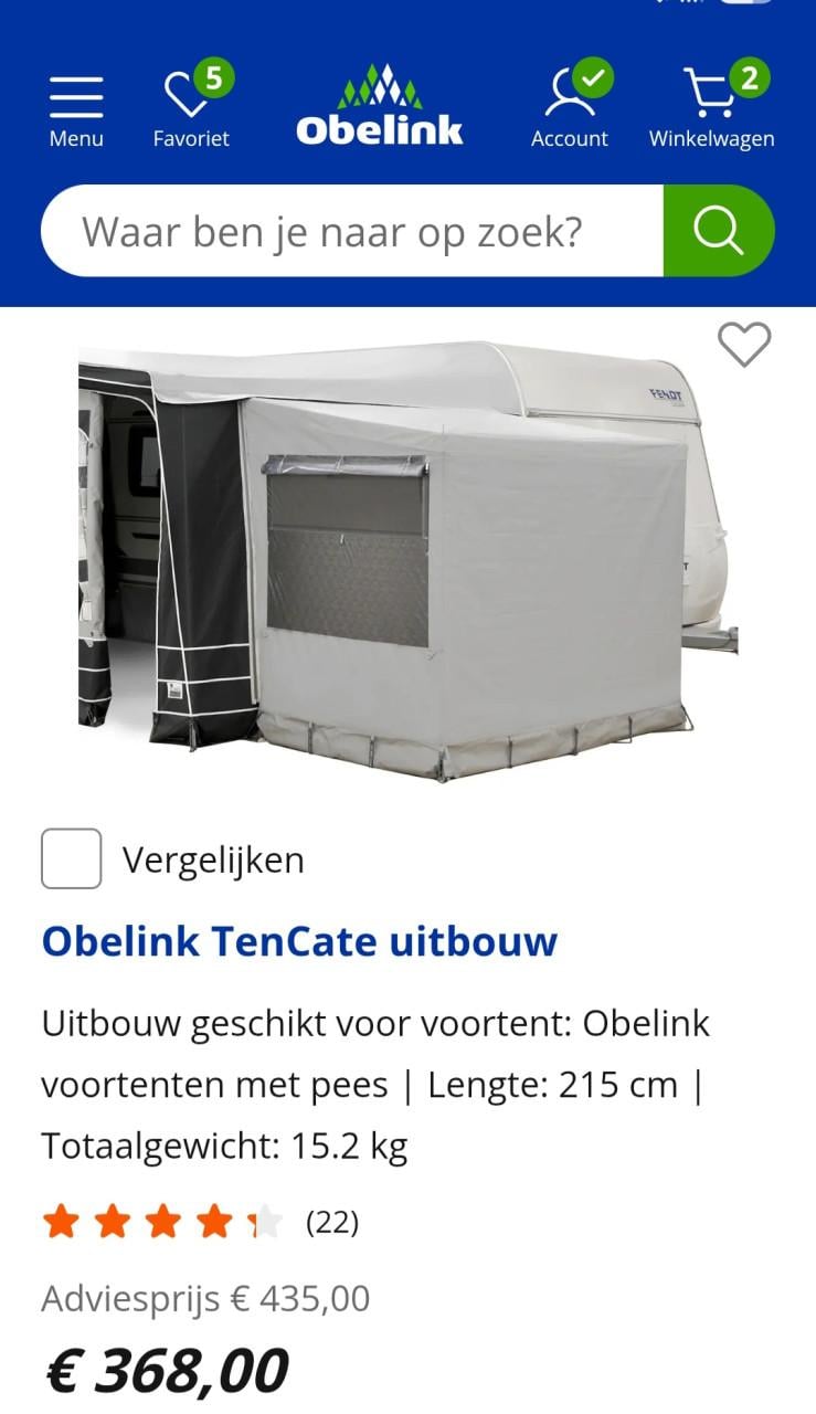 Uitbouw  voor voortent