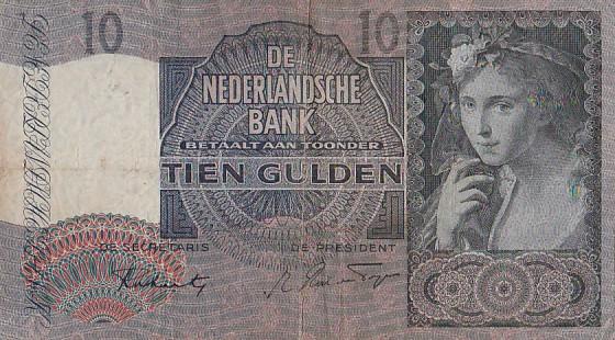 Biljet 10 Gulden 1941 Meisje met Druiven  Bieden