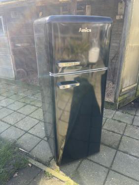 Amica koelvries combinatie koelkast retro chroom