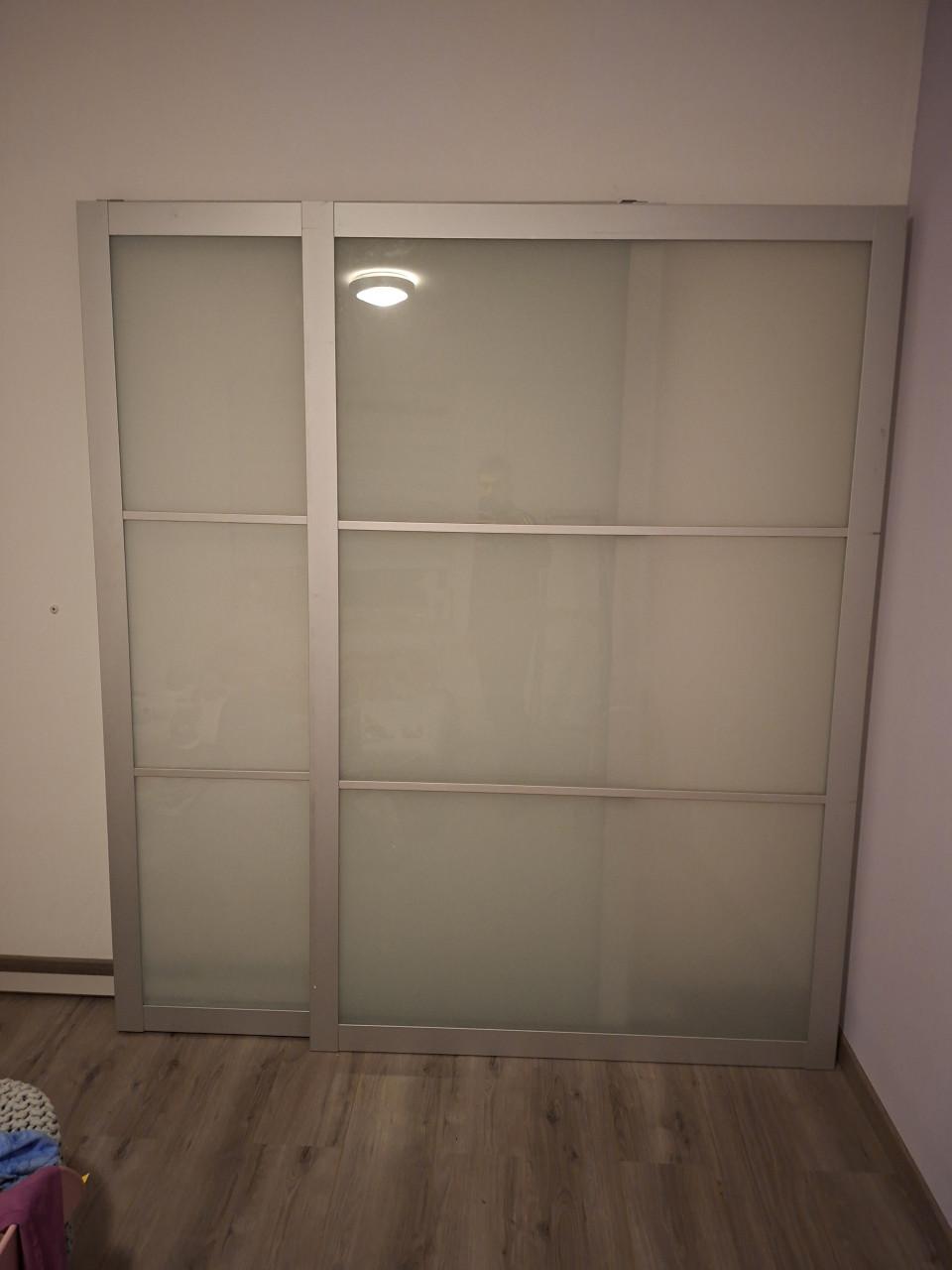 Ikea Pax kast 2x schuifdeuren aluminum 196x127cm inclusief rails.