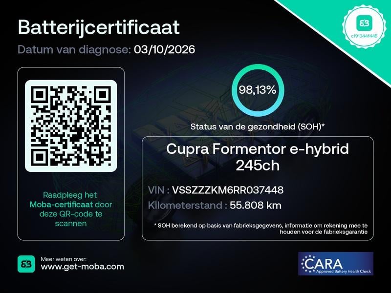 Cupra Formentor 1.4 e-hybride vz performance 245 pk | soh 98.13% | trekhaak