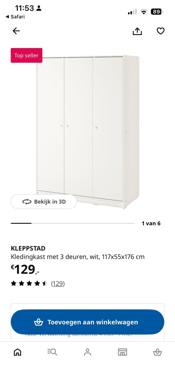 KLEPPSTAD Ikea kast (3 deurs)