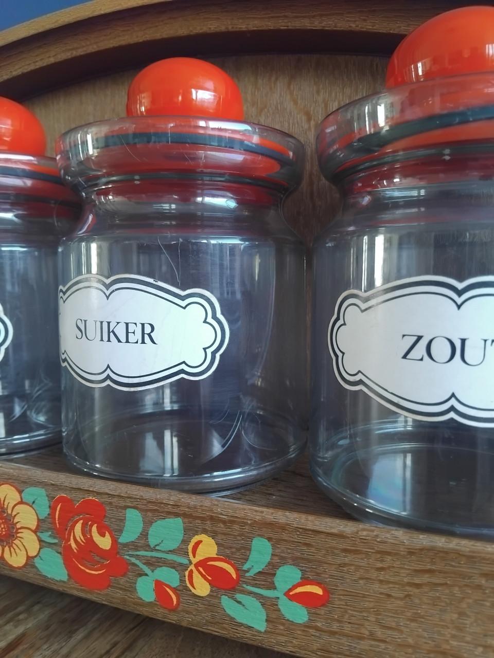 Vintage EMSA Voorraadset Wandrek + Potten