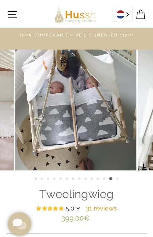 Hush craddles tweelingwieg inclusief standaard