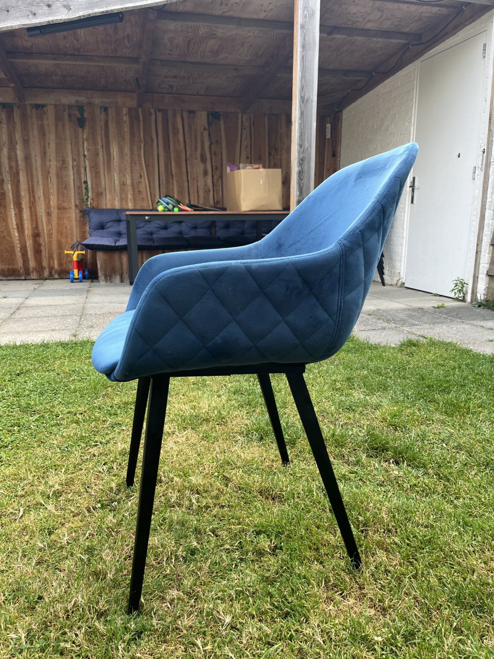 Eetkamerstoelen velvet blauw