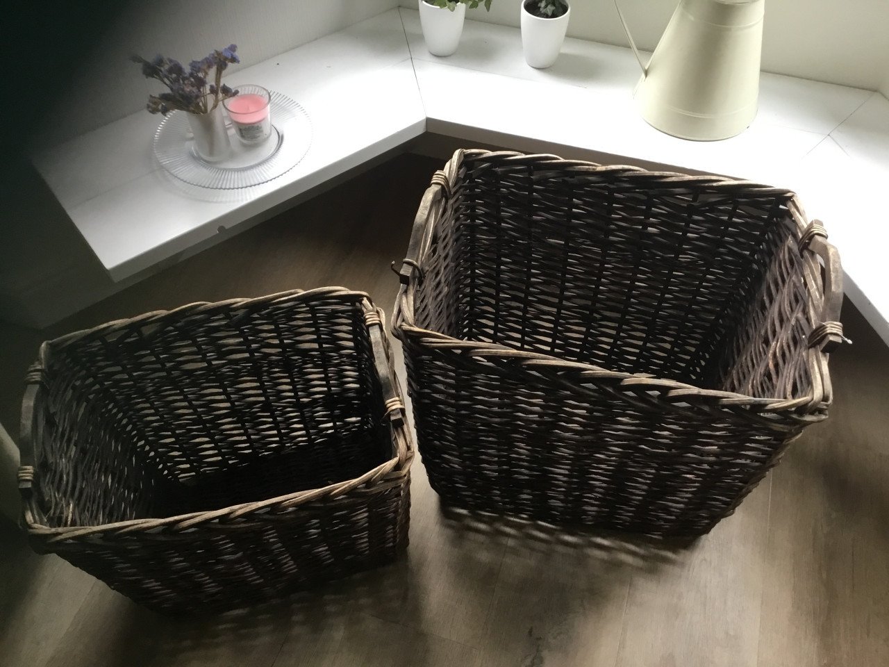 2x Rieten mand groot H53xL63xB47 cm