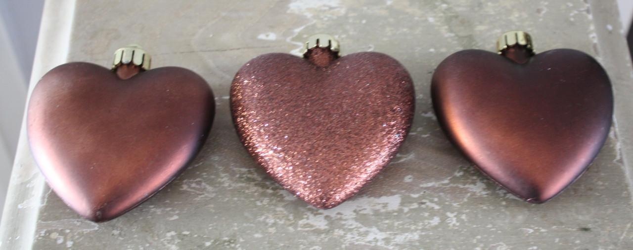 Set van 3 kunststof hart hangers