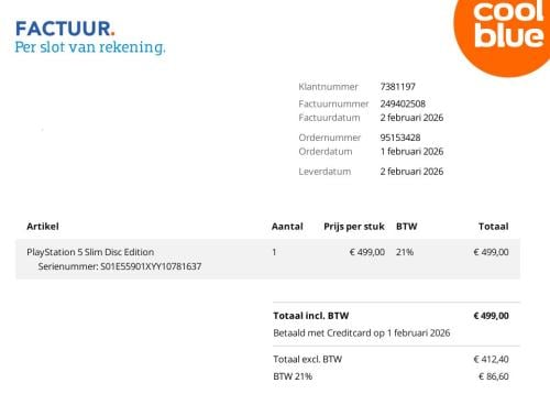 Playstation 5 Slim Disc van februari 2026 - Nieuwstaat