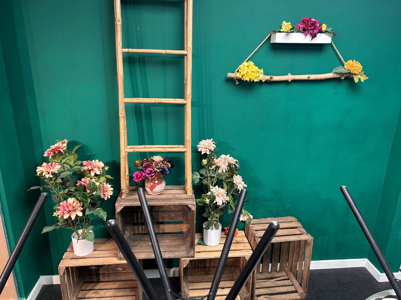 Houten kistjes decoratie materiaal kunst bloemen