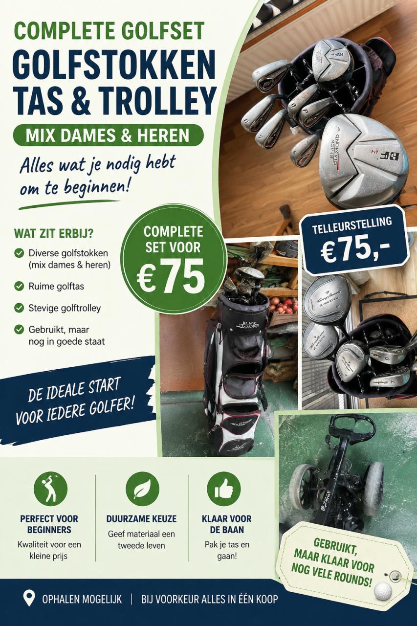 Golf stokken man -vrouw - Trolley en tas